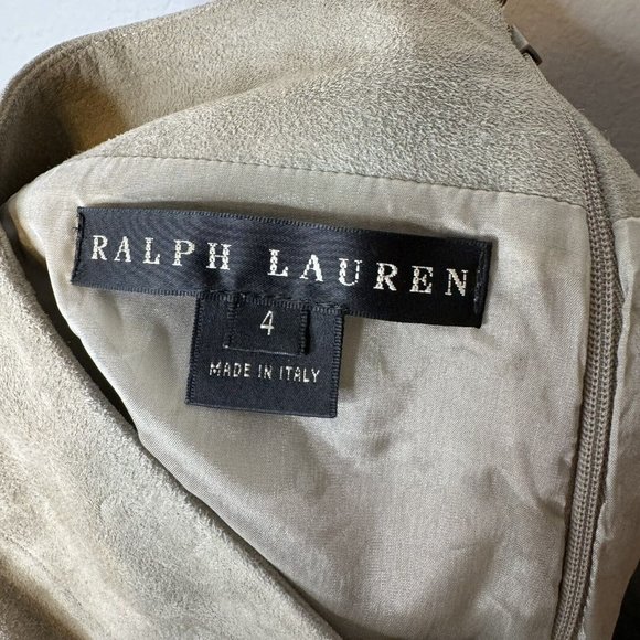 Ralph Lauren Black Label Skirt Women’s 4 100% Lambsuede Neutral Tan Slit Knee - Picture 4 of 7
